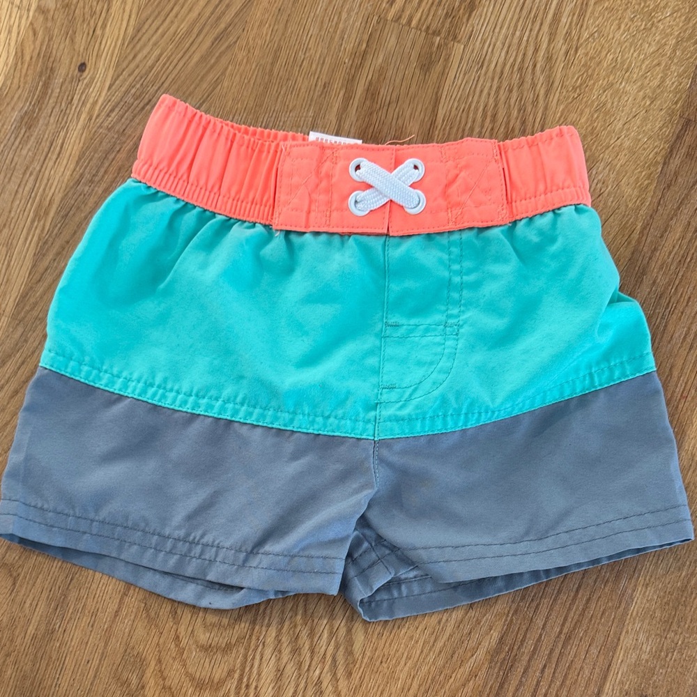 Cat & Jack Kids Teal, Coral and Grey Swim Shorts